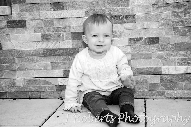 one year old baby portrait in b&W - family portrait photography sydney